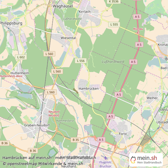 Hambrücken Landkreis Karlsruhe Landkarte © Openstreetmap Contributors Hambrücken Große Landstadt Karte