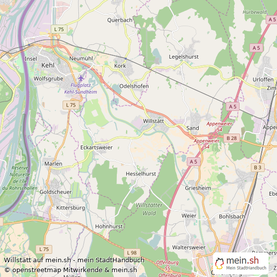 Willstätt Ortenaukreis Landkarte © Openstreetmap Contributors Willstätt Große Landstadt Karte