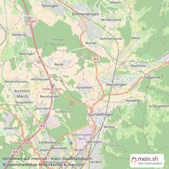 Vörstetten Landkreis Emmendingen Landkarte © Openstreetmap Contributors Vörstetten Landstadt Karte