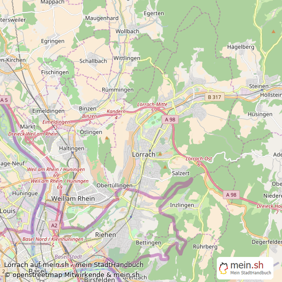 Lörrach Landkreis Lörrach Landkarte © Openstreetmap Contributors Lörrach Kleine Mittelstadt Karte