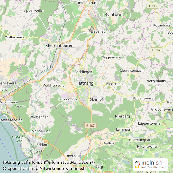 Tettnang Bodenseekreis Landkarte © Openstreetmap Contributors Tettnang Kleinstadt Karte
