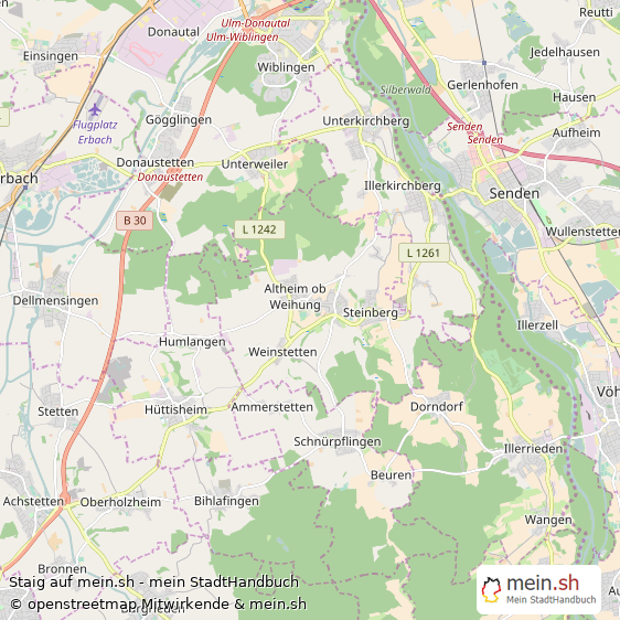 Staig Alb-Donau-Kreis Landkarte © Openstreetmap Contributors Staig Landstadt Karte