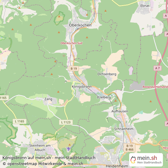 Königsbronn Landkreis Heidenheim Landkarte © Openstreetmap Contributors Königsbronn Große Landstadt Karte