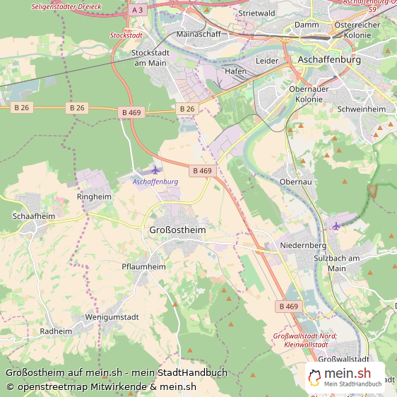 Großostheim Landkreis Aschaffenburg Landkarte © Openstreetmap Contributors Großostheim Kleinstadt Karte