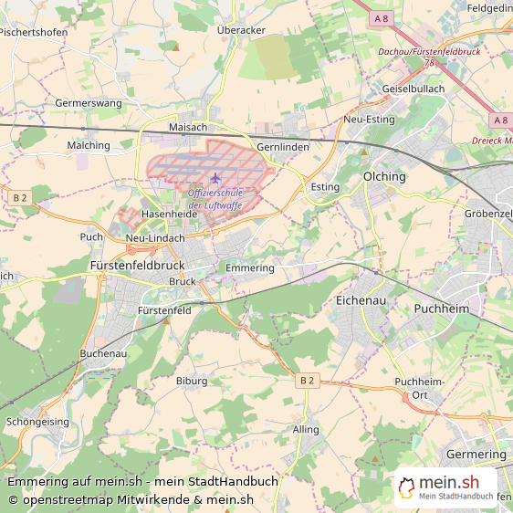 Emmering Landkreis Fürstenfeldbruck Landkarte © Openstreetmap Contributors Emmering Großes Dorf Karte