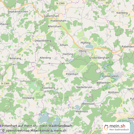Pittenhart Landkreis Traunstein Landkarte © Openstreetmap Contributors Pittenhart Großes Dorf Karte