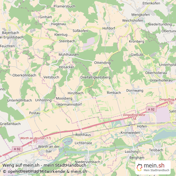 Weng Landkreis Landshut Landkarte © Openstreetmap Contributors Weng Großes Dorf Karte