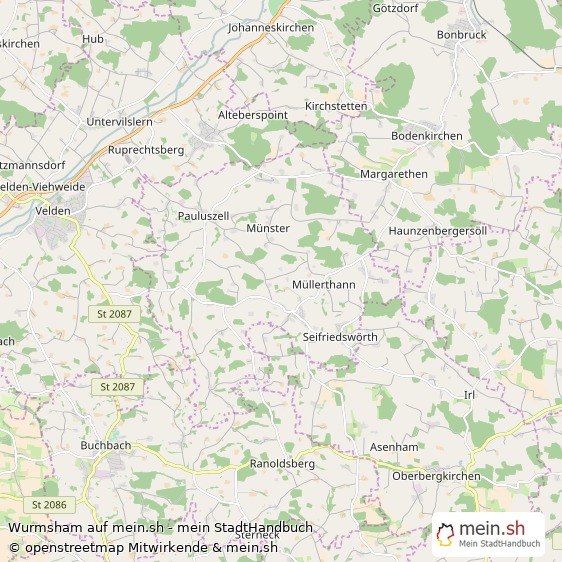 Wurmsham Landkreis Landshut Landkarte © Openstreetmap Contributors Wurmsham Großes Dorf Karte
