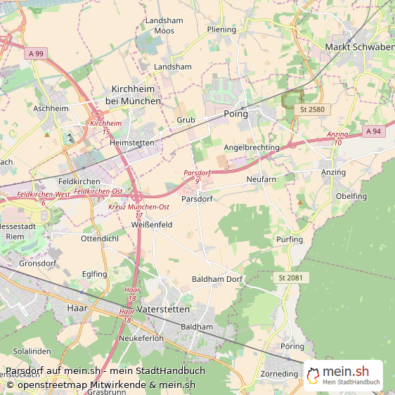 Parsdorf Landkreis Ebersberg Landkarte © Openstreetmap Contributors Parsdorf Karte