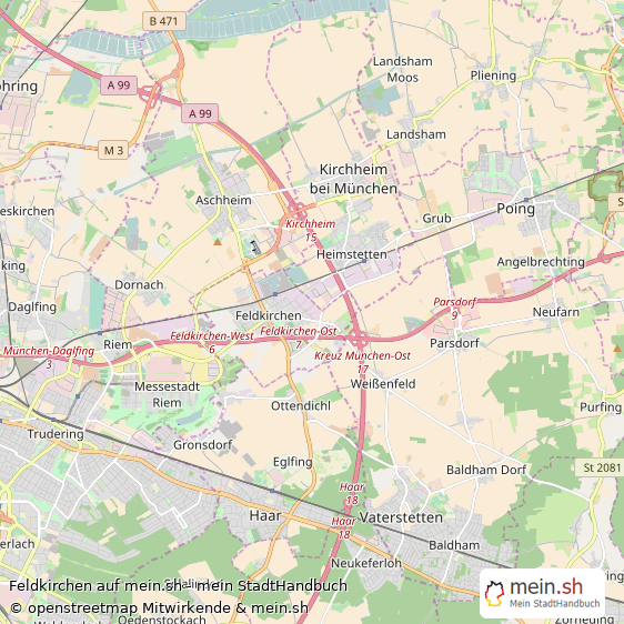 Feldkirchen Landkreis München Landkarte © Openstreetmap Contributors Feldkirchen Große Landstadt Karte