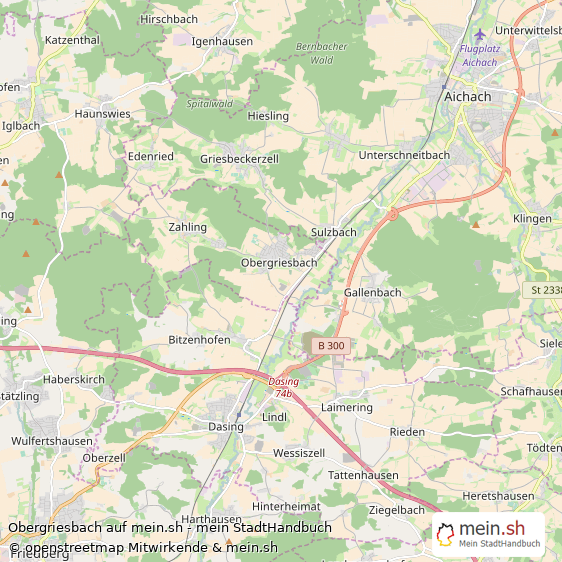 Obergriesbach Landkreis Aichach-Friedberg Landkarte © Openstreetmap Contributors Obergriesbach Großes Dorf Karte