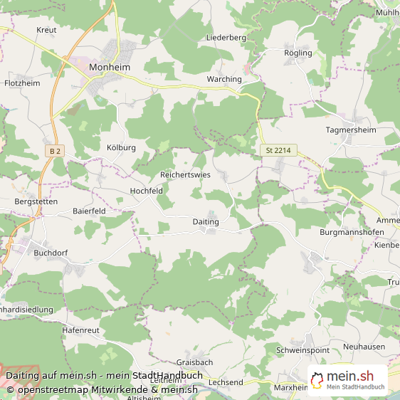 Daiting Landkreis Donau-Ries Landkarte © Openstreetmap Contributors Daiting Dorf Karte