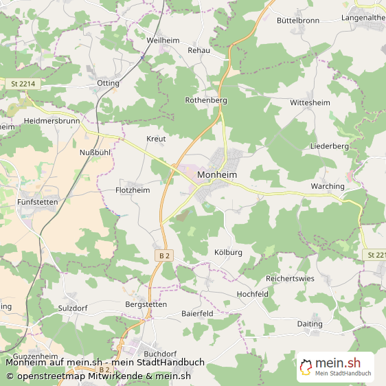 Monheim Landkreis Donau-Ries Landkarte © Openstreetmap Contributors Monheim Landstadt Karte
