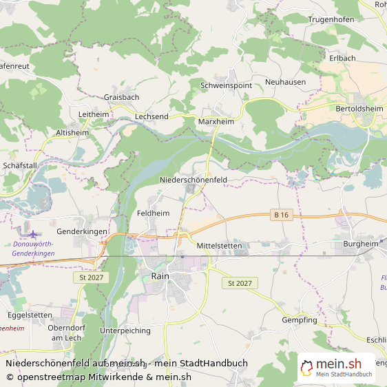 Niederschönenfeld Landkreis Donau-Ries Landkarte © Openstreetmap Contributors Niederschönenfeld Großes Dorf Karte