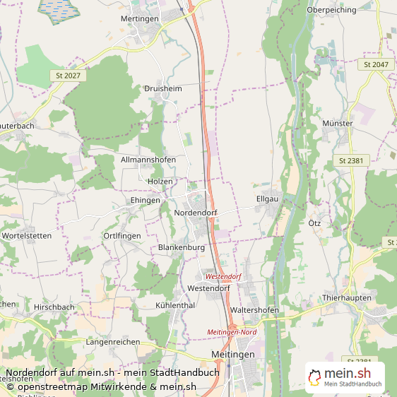 Nordendorf Landkreis Augsburg Landkarte © Openstreetmap Contributors Nordendorf Landstadt Karte