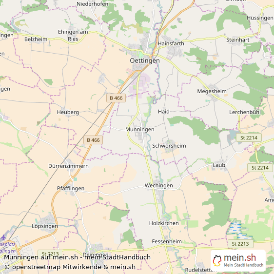 Munningen Landkreis Donau-Ries Landkarte © Openstreetmap Contributors Munningen Großes Dorf Karte