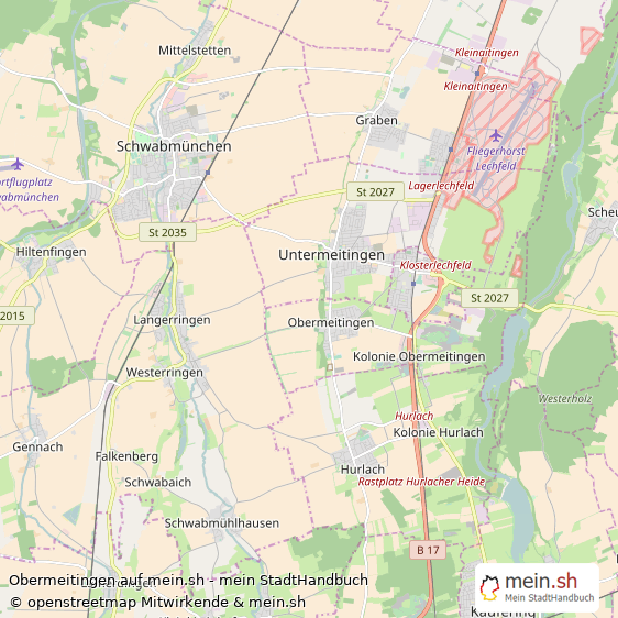 Obermeitingen Groes Dorf Karte