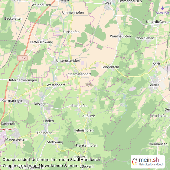 Oberostendorf Landkreis Ostallgäu Landkarte © Openstreetmap Contributors Oberostendorf Großes Dorf Karte