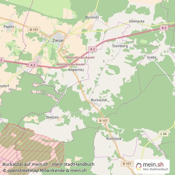 Buckautal Landkreis Potsdam-Mittelmark Landkarte © Openstreetmap Contributors Buckautal Dorf Karte