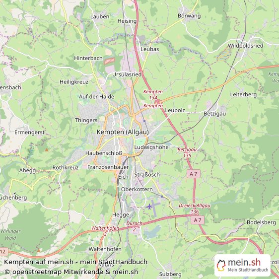 Kempten Kreisfreie Stadt Kempten Landkarte © Openstreetmap Contributors Kempten Karte