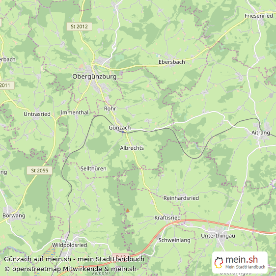 Günzach Landkreis Ostallgäu Landkarte © Openstreetmap Contributors Günzach Großes Dorf Karte
