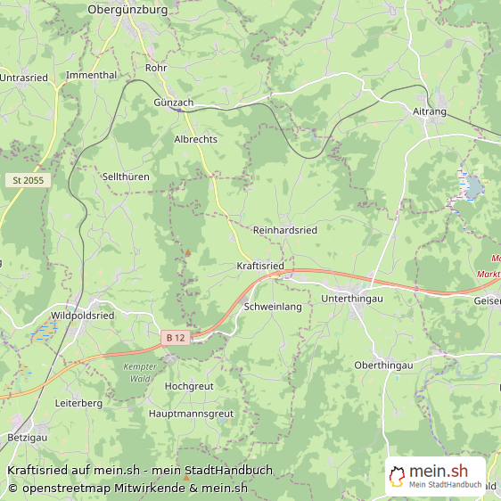 Kraftisried Landkreis Ostallgäu Landkarte © Openstreetmap Contributors Kraftisried Dorf Karte