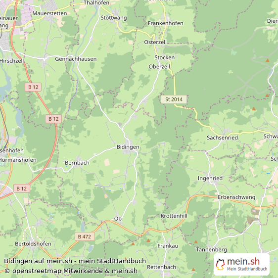 Bidingen Landkreis Ostallgäu Landkarte © Openstreetmap Contributors Bidingen Großes Dorf Karte