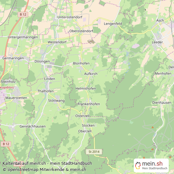 Kaltental Landkreis Ostallgäu Landkarte © Openstreetmap Contributors Kaltental Großes Dorf Karte