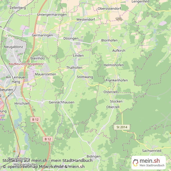 Stöttwang Landkreis Ostallgäu Landkarte © Openstreetmap Contributors Stöttwang Großes Dorf Karte