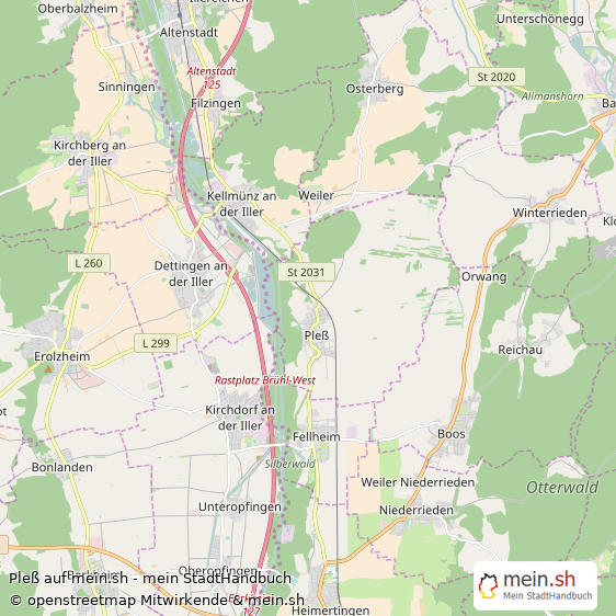 Pleß Landkreis Unterallgäu Landkarte © Openstreetmap Contributors Pleß Dorf Karte