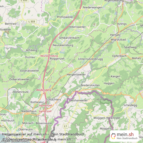 Hergensweiler Landkreis Lindau (Bodensee) Landkarte © Openstreetmap Contributors Hergensweiler Großes Dorf Karte