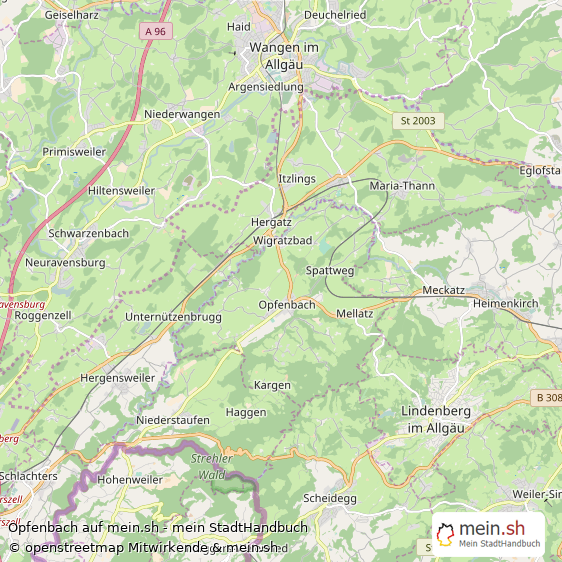 Opfenbach Landkreis Lindau (Bodensee) Landkarte © Openstreetmap Contributors Opfenbach Landstadt Karte