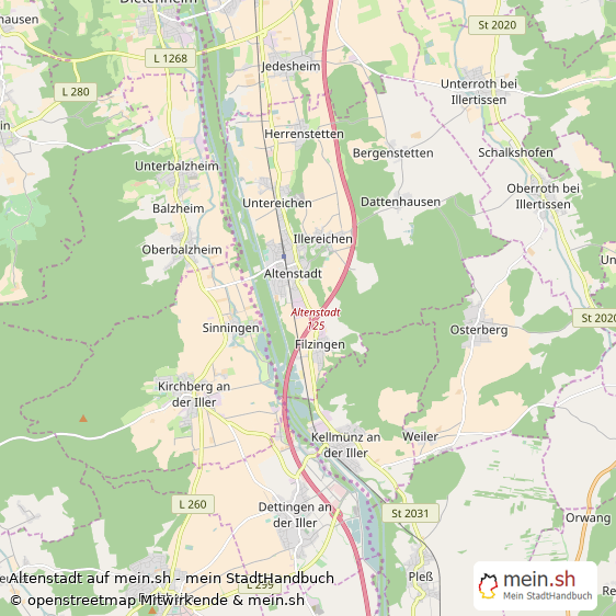 Altenstadt Landkreis Neu-Ulm Landkarte © Openstreetmap Contributors Altenstadt Kleinstadt Karte