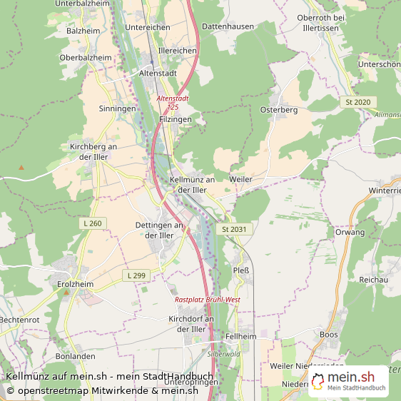 Kellmünz Landkreis Neu-Ulm Landkarte © Openstreetmap Contributors Kellmünz Karte