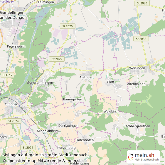 Aislingen Landkreis Dillingen an der Donau Landkarte © Openstreetmap Contributors Aislingen Großes Dorf Karte