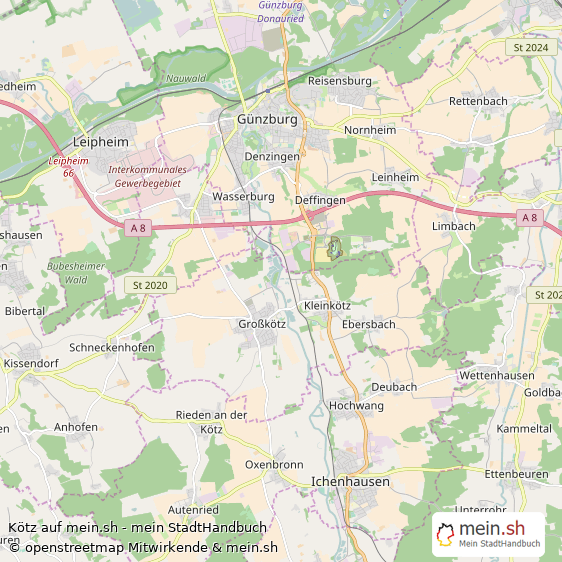 Kötz Landkreis Günzburg Landkarte © Openstreetmap Contributors Kötz Landstadt Karte