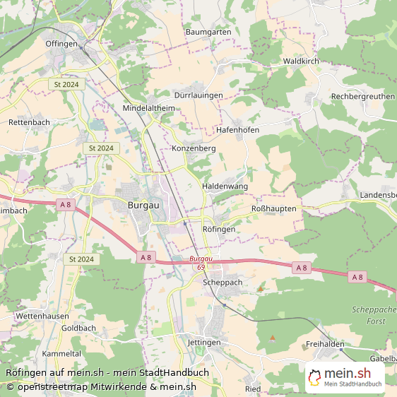 Röfingen Landkreis Günzburg Landkarte © Openstreetmap Contributors Röfingen Großes Dorf Karte