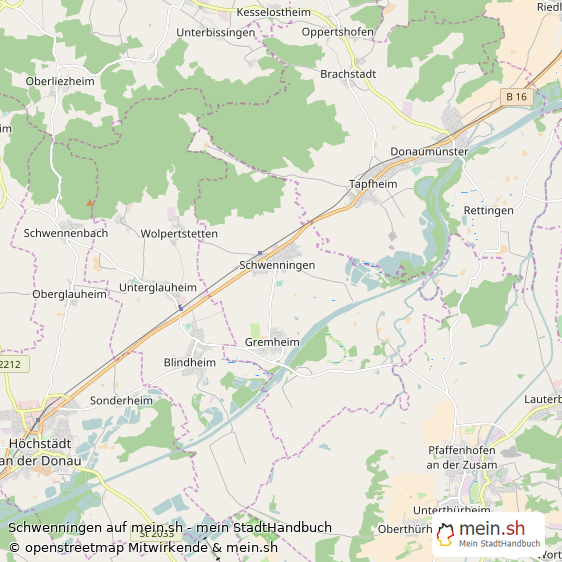 Schwenningen Landkreis Dillingen an der Donau Landkarte © Openstreetmap Contributors Schwenningen Großes Dorf Karte