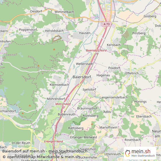 Baiersdorf Landkreis Erlangen-Höchstadt Landkarte © Openstreetmap Contributors Baiersdorf Große Landstadt Karte