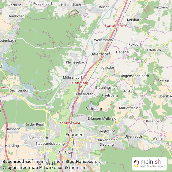 Bubenreuth Landkreis Erlangen-Höchstadt Landkarte © Openstreetmap Contributors Bubenreuth Landstadt Karte