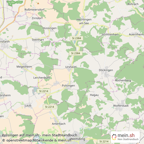 Polsingen Landkreis Weißenburg-Gunzenhausen Landkarte © Openstreetmap Contributors Polsingen Großes Dorf Karte