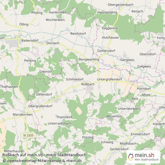 Roßbach Landkreis Rottal-Inn Landkarte © Openstreetmap Contributors Roßbach Großes Dorf Karte