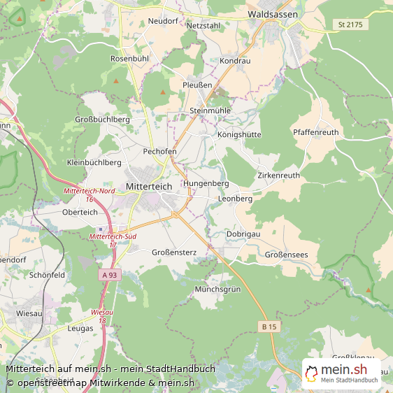 Mitterteich Landkreis Tirschenreuth Landkarte © Openstreetmap Contributors Mitterteich Große Landstadt Karte