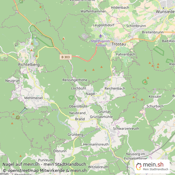 Nagel Landkreis Wunsiedel im Fichtelgebirge Landkarte © Openstreetmap Contributors Nagel Großes Dorf Karte
