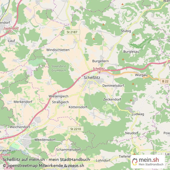 Scheßlitz Landkreis Bamberg Landkarte © Openstreetmap Contributors Scheßlitz Große Landstadt Karte