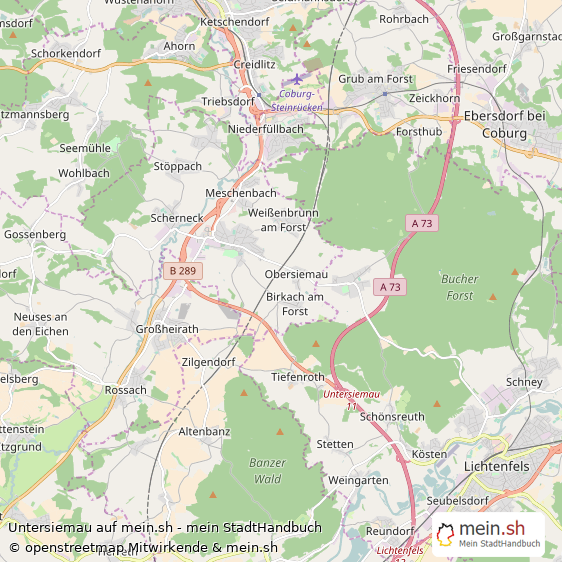 Untersiemau Landkreis Coburg Landkarte © Openstreetmap Contributors Untersiemau Landstadt Karte