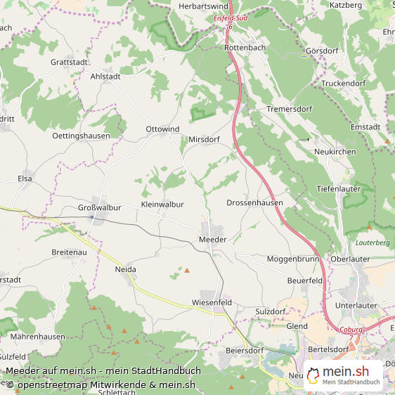 Meeder Landkreis Coburg Landkarte © Openstreetmap Contributors Meeder Landstadt Karte