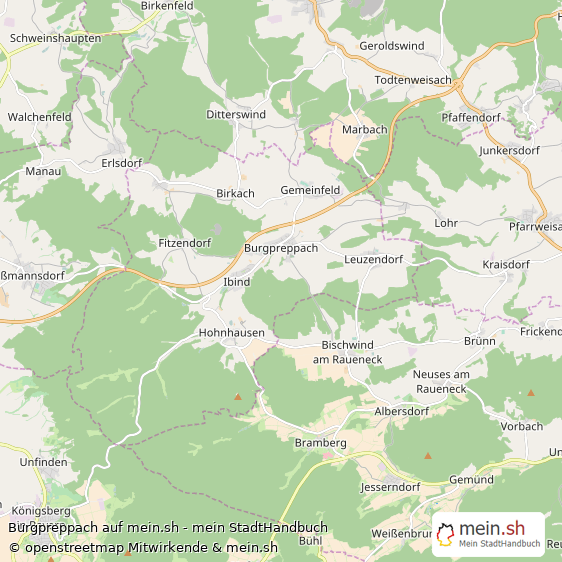 Burgpreppach Landkreis Haßberge Landkarte © Openstreetmap Contributors Burgpreppach Großes Dorf Karte