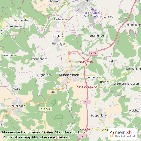 Münnerstadt Landkreis Bad Kissingen Landkarte © Openstreetmap Contributors Münnerstadt Große Landstadt Karte