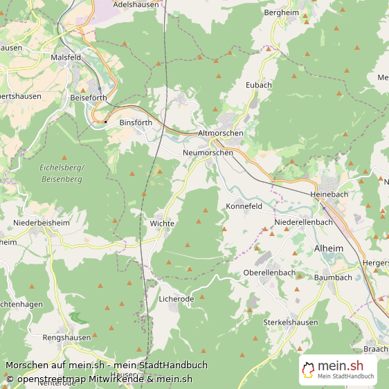 Morschen Schwalm-Eder-Kreis Landkarte © Openstreetmap Contributors Morschen Landstadt Karte
